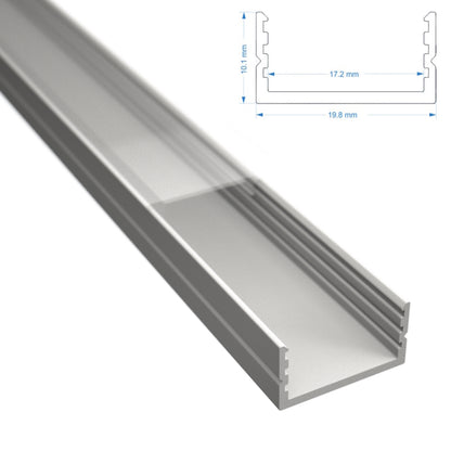 ALU Profil Leiste/Schiene AUFBAU-17 weiß für Led-Streifen + flacher Abdeckung