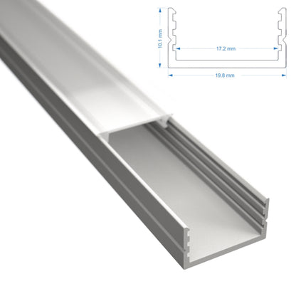ALU Profil Leiste/Schiene AUFBAU-17 weiß für Led-Streifen + flacher Abdeckung