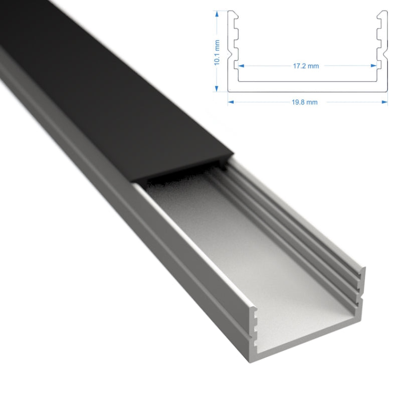 ALU Profil Leiste/Schiene AUFBAU-17 weiß für Led-Streifen + flacher Abdeckung