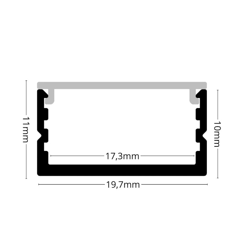 ALU-Profil | Leiste | Schiene AUFBAU-17 für Led Streifen + runder Abdeckung