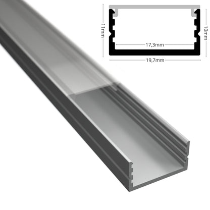 ALU-Profil Leiste/Schiene AUFBAU-17 silber für Led Streifen + flacher Abd.