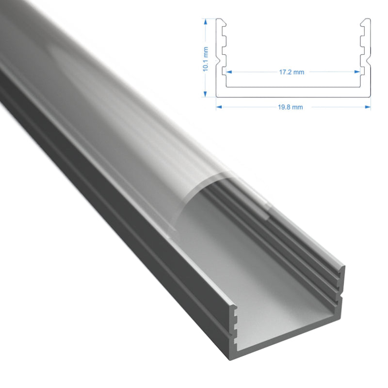 ALU-Profil | Leiste | Schiene AUFBAU-17 für Led Streifen + runder Abdeckung
