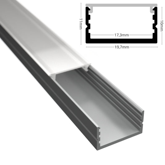 ALU-Profil Leiste/Schiene AUFBAU-17 silber für Led Streifen + flacher Abd.