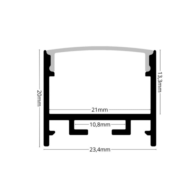 ALU Profil | Leiste | Schiene "AUFBAU-20" in weiß für Led Streifen + Abdeckung