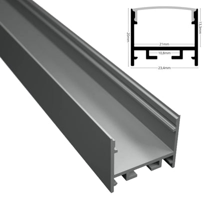 ALU Profil | Leiste | Schiene "AUFBAU-20" in weiß für Led Streifen + Abdeckung