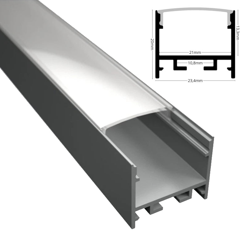 ALU Profil | Leiste | Schiene "AUFBAU-20" in weiß für Led Streifen + Abdeckung