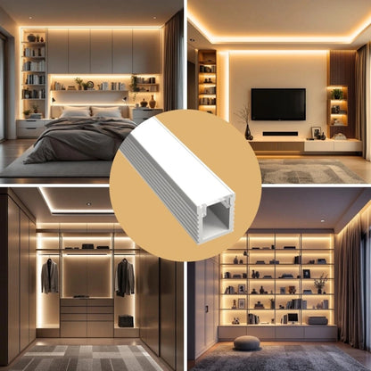 ALU Profil Schiene Leiste AUFBAU-MINI (9x7,8mm) in weiß für LED Streifen 1m/2m