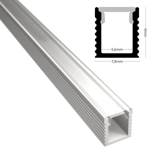 ALU Profil Schiene Leiste AUFBAU-MINI (9x7,8mm) in weiß für LED Streifen 1m/2m