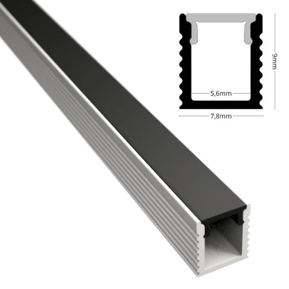 ALU Profil Schiene Leiste AUFBAU-MINI (9x7,8mm) in weiß für LED Streifen 1m/2m