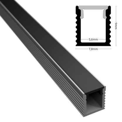 ALU Profil Schiene Leiste AUFBAU-MINI (9x7,8mm) in silber für LED Streifen 1m/2m