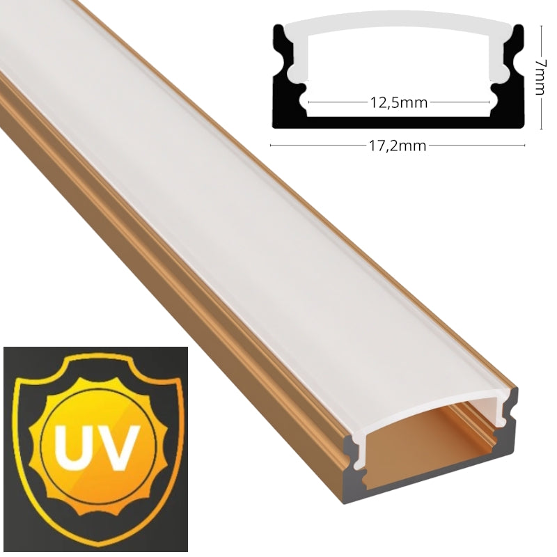 ALU Profil Schiene Leiste AUFBAU-SL (17x7mm) in bronze für LED Streifen 1m | 2m