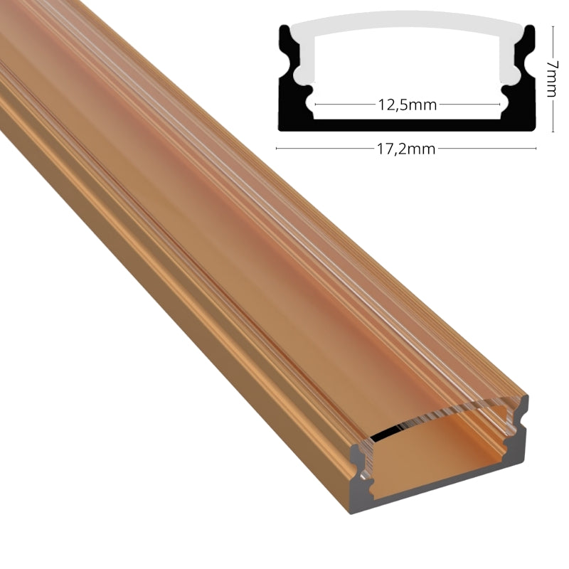 ALU Profil Schiene Leiste AUFBAU-SL (17x7mm) in bronze für LED Streifen 1m | 2m