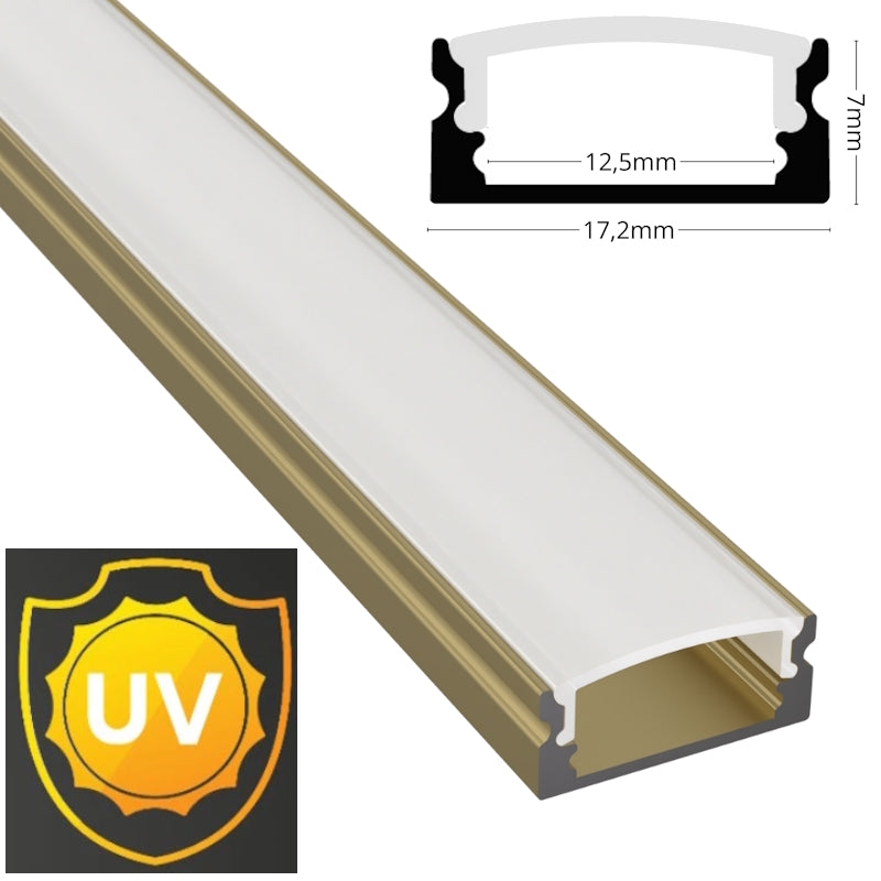 ALU Profil Schiene Leiste AUFBAU-SL (17x7mm) champagner für LED Streifen 1m | 2m