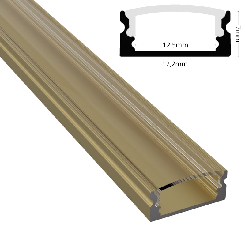 ALU Profil Schiene Leiste AUFBAU-SL (17x7mm) champagner für LED Streifen 1m | 2m