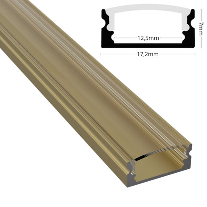 ALU Profil Schiene Leiste AUFBAU-SL (17x7mm) champagner für LED Streifen 1m | 2m