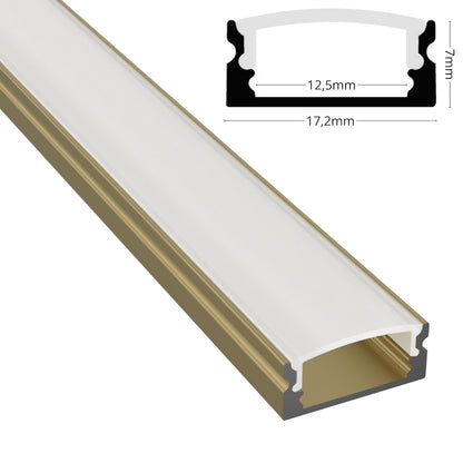 ALU Profil Schiene Leiste AUFBAU-SL (17x7mm) champagner für LED Streifen 1m | 2m
