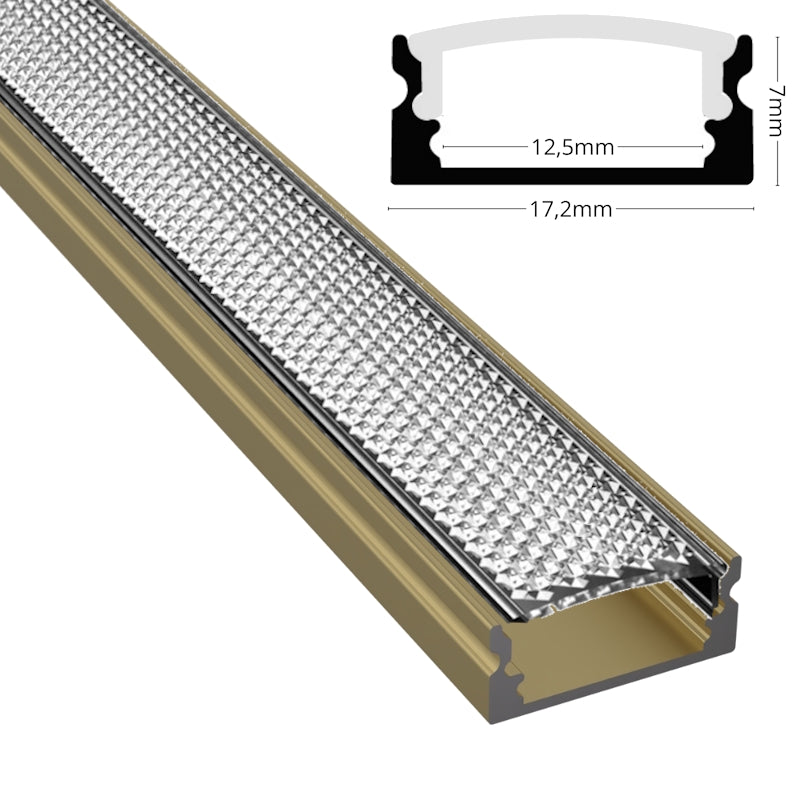 ALU Profil Schiene Leiste AUFBAU-SL (17x7mm) champagner für LED Streifen 1m | 2m