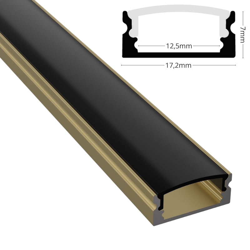 ALU Profil Schiene Leiste AUFBAU-SL (17x7mm) champagner für LED Streifen 1m | 2m