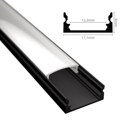 ALU Profil / Leiste AUFBAU-SL in schwarz für LED Streifen + Abdeckung eloxiert