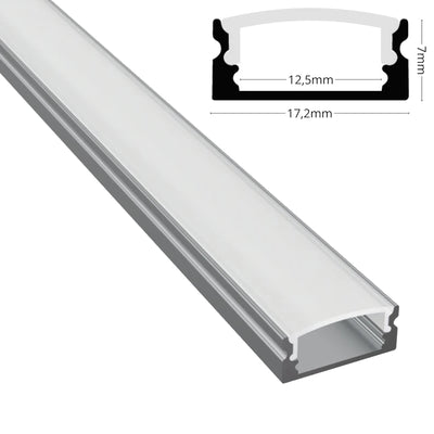 ALU Profil / Leiste AUFBAU-SL silber für LED Streifen + Klick Abdeckung eloxiert