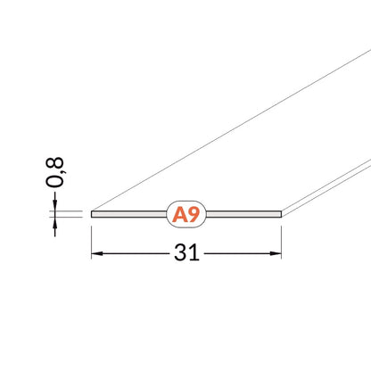 1m Schiebe Abdeckung A9 für unsere ALU Profile "VARIO" in klar / durchsichtig