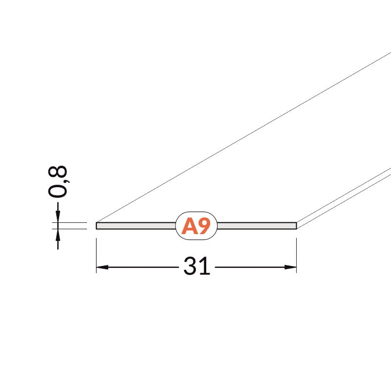 2m Schiebe Abdeckung A9 für unsere ALU Profile "VARIO" in opal / matt