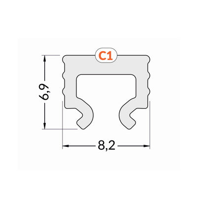 1m Klick Abdeckung C1 für unsere ALU Profile "HI-8" in milchig / diffus