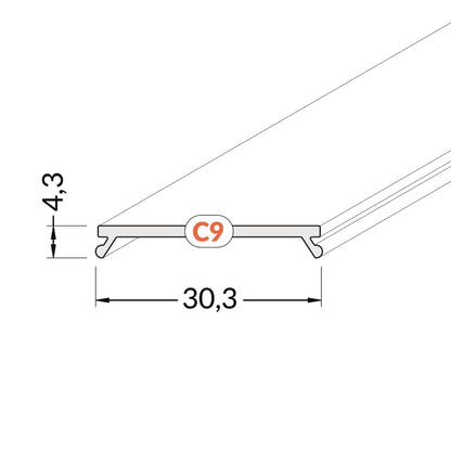 2m Klick Abdeckung C9 für unsere ALU Profile "VARIO" in milchig/diffus
