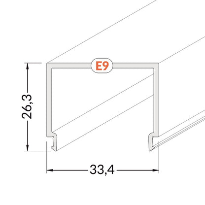 1m Klick Abdeckung E9 eckig für unsere ALU Profile "VARIO" in milchig AUFBAU