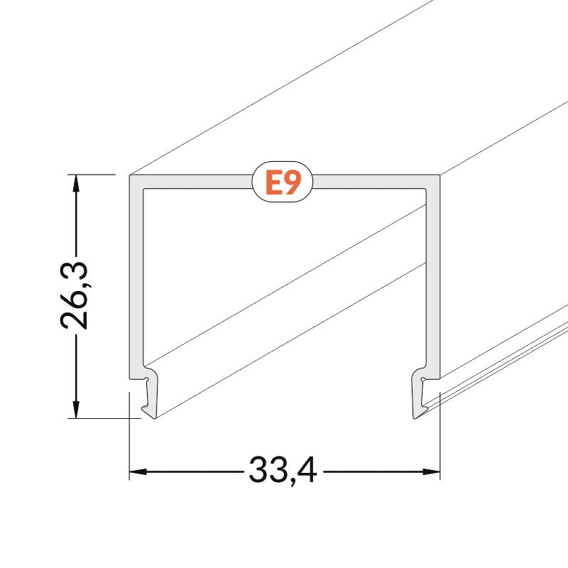 2m Klick Abdeckung E9 eckig für unsere ALU Profile "VARIO" in milchig