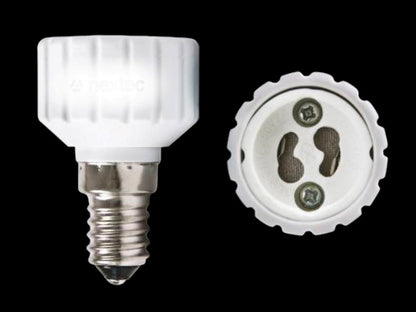 Adapter für E14 auf GU10 für LED Leuchtmittel und Leuchten (Bajonett,Gewinde)