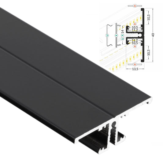 ALU Profil Wand-Leiste | BACK Up & Down schwarz für Led Streifen 2x Abdeckung
