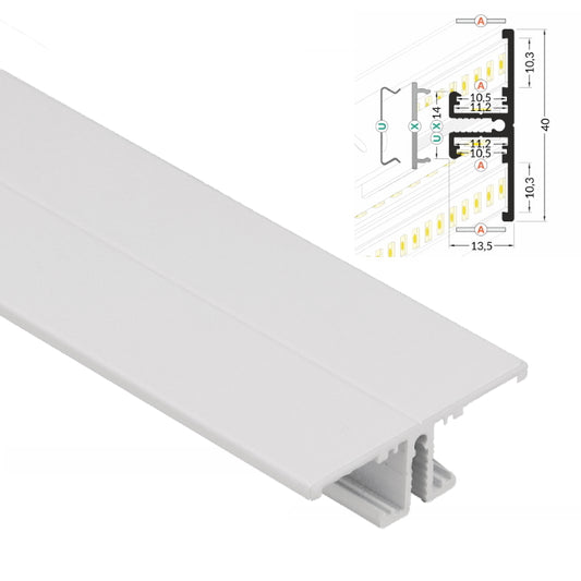 ALU Profil | Wand-Leiste | BACK Up & Down weiß für Led Streifen + 2x Abdeckung