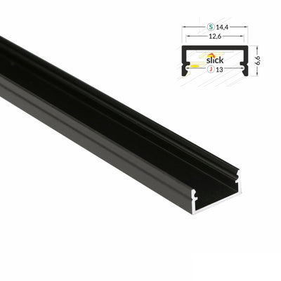 ALU Profil Aufbau Leiste Schiene BEGTON-12 schwarz eloxiert Led Streifen 1m | 2m