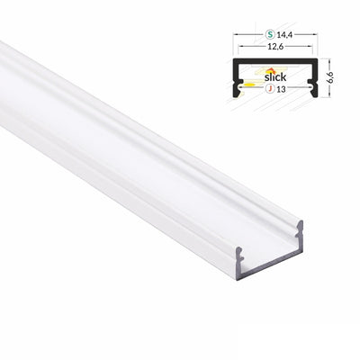 ALU Profil | Aufbau Leiste | Schiene BEGTON-12 in weiß für Led Streifen 1m | 2m