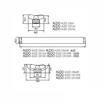 150cm Linien-Beleuchtungsfassung ALDO Balkenleuchte Halterung für 2xT8 LED Röhre