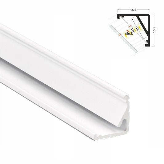 ALU Profil | Eck-Leiste | Schiene CABI-12 weiß für Led Streifen + Abdeckung