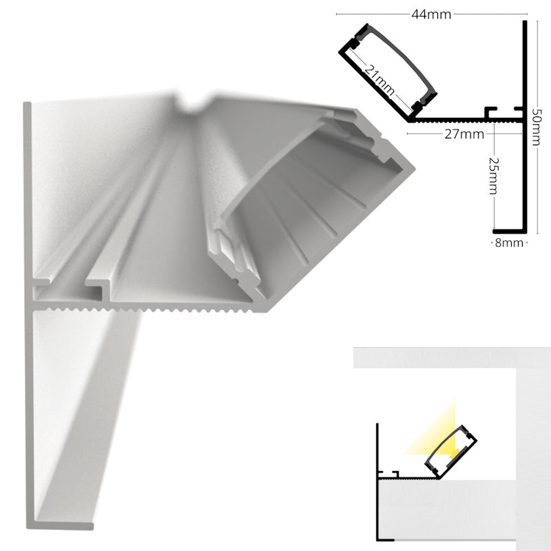 LED Wand Profil Rand Leiste DECKENKANTE-MAXI weiß, indirekte Beleuchtung 1m/2m