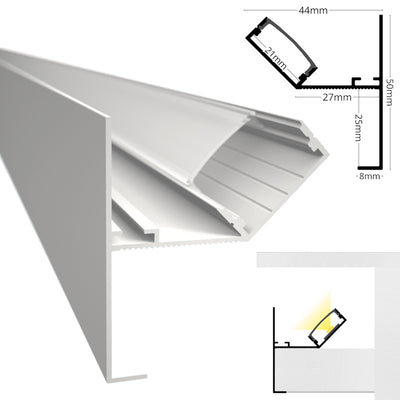 LED Wand Profil Rand Leiste DECKENKANTE-MAXI weiß, indirekte Beleuchtung 1m/2m