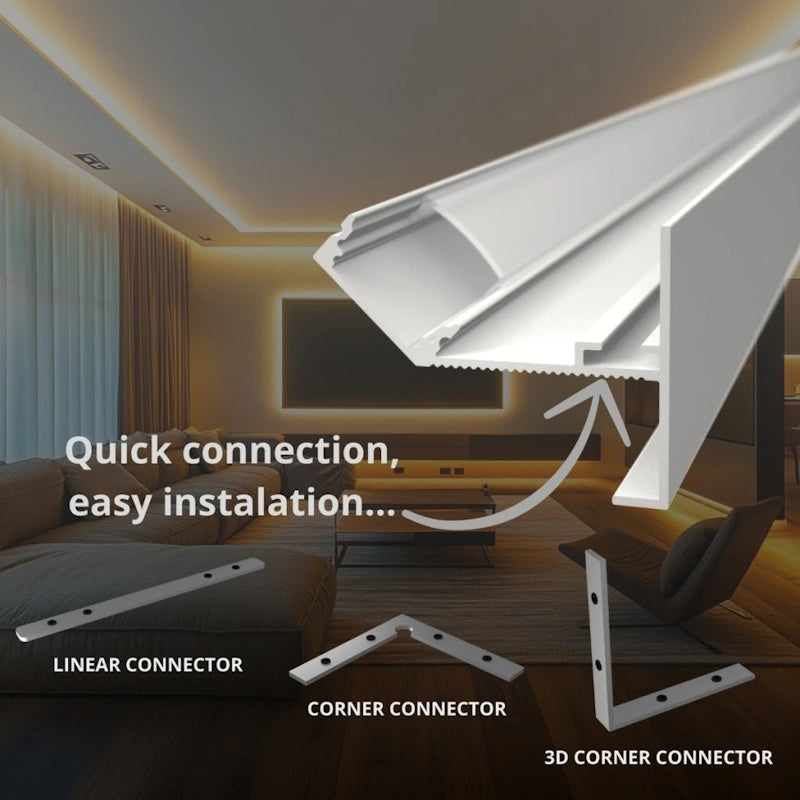 LED Wand Profil Rand Leiste DECKENKANTE weiß indirekte Beleuchtung Stripes 1m/2m
