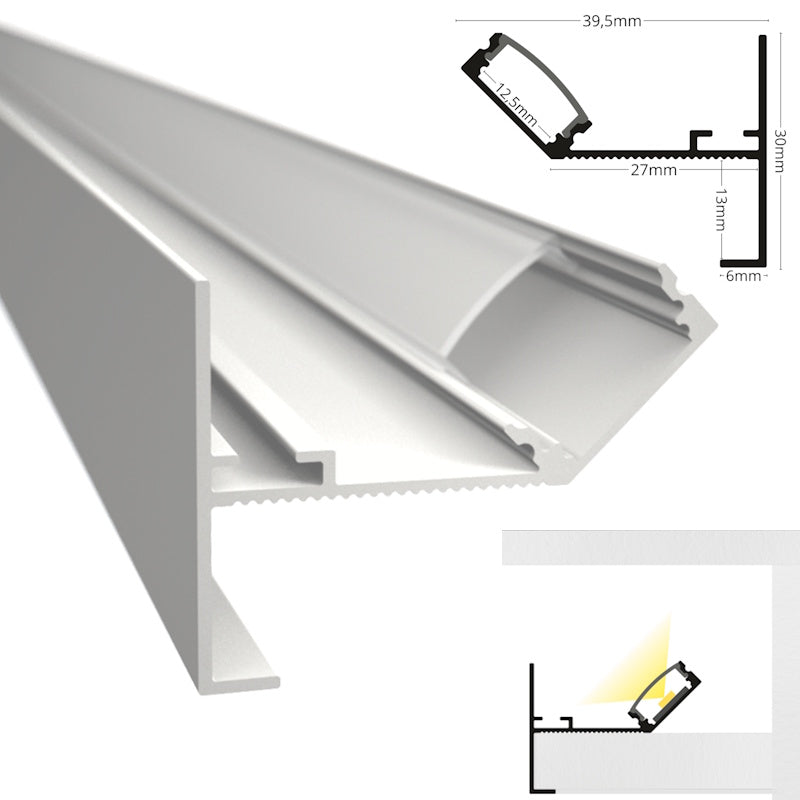 LED Wand Profil Rand Leiste DECKENKANTE weiß indirekte Beleuchtung Stripes 1m/2m