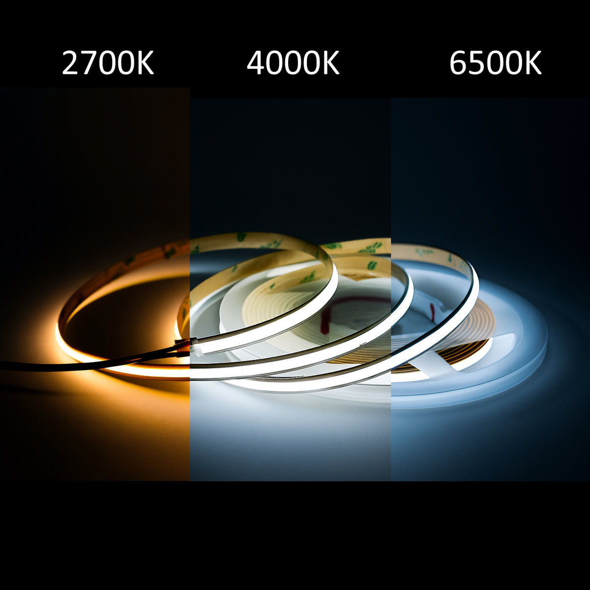 1m free-cutting COB Streifen 24V 13W 1100Lm 528xLEDs/m RA90 kalt weiß 6000K IP66
