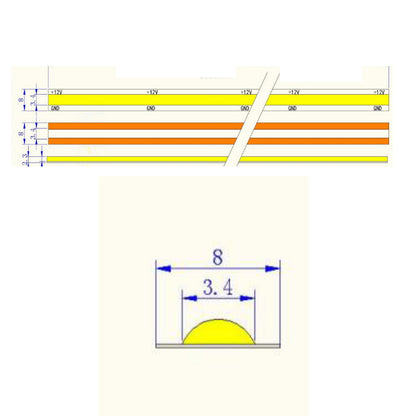1m free-cutting COB Streifen 12V 13W 1170Lm 528xLEDs/m RA90 warm weiß 3000K IP20