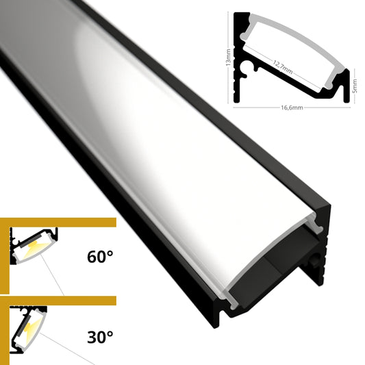 ALU Profil Eck-Leiste Schiene CORNER-12 in schwarz für LED Streifen 1m | 2m Ecke