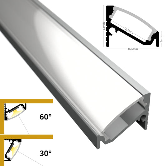 ALU Profil Eck-Leiste Schiene CORNER-12 in silber für LED Streifen 1m | 2m Ecke