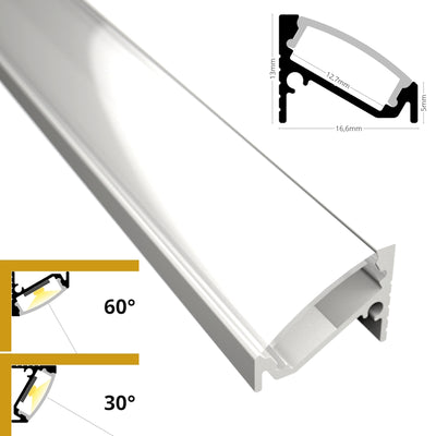 ALU Profil Eck-Leiste | Schiene CORNER-12 in weiß für LED Streifen 1m | 2m Ecke
