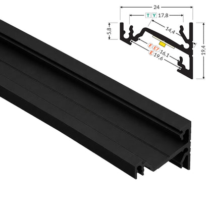 ALU Profil Eck-Leiste Schiene CORNER-14 in schwarz für Led Streifen 1m | 2m Ecke
