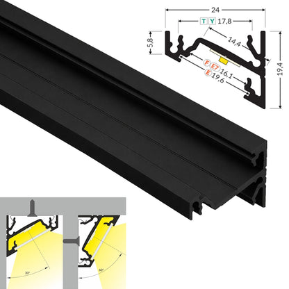 ALU Profil Eck-Leiste Schiene CORNER-14 in schwarz für Led Streifen 1m | 2m Ecke