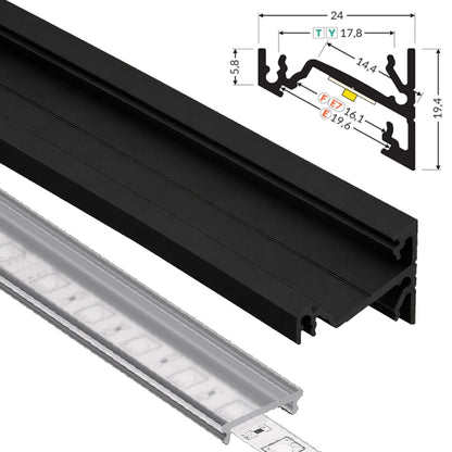 ALU Profil Eck-Leiste Schiene CORNER-14 in schwarz für Led Streifen 1m | 2m Ecke