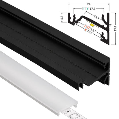 ALU Profil Eck-Leiste Schiene CORNER-14 in schwarz für Led Streifen 1m | 2m Ecke